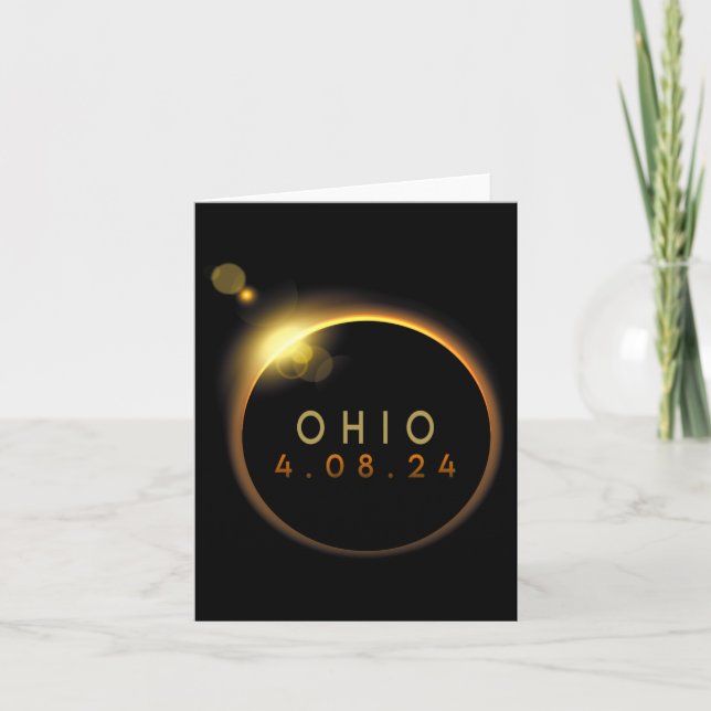 Cartão Eclipse Solar 2024 State Ohio Total Eclipse Solar (Frente)