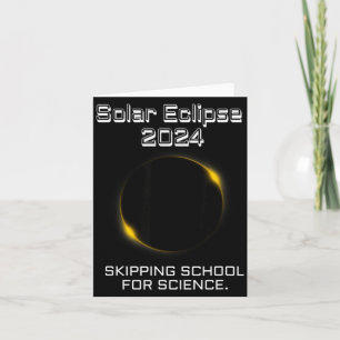 Cartão Eclipse Solar Fofo Pulando a Escola Ciência