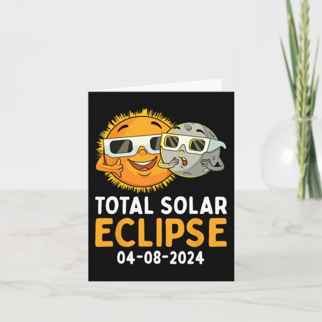 Cartão Eclipse Solar Total 2024 Óculos Diversão Sun Moon  (Frente)