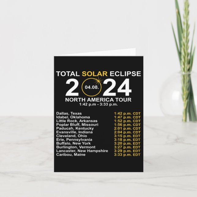 Cartão Eclipse Solar Total Abril 8 Caminho Do Eclipse (Frente)