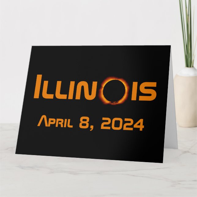 Cartão Eclipse Solar Total de 2024 Illinois (Frente)