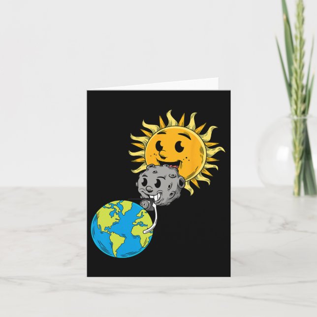 Cartão Eclipse Solar Total Terra Lua Sol Photobomb Lover (Frente)
