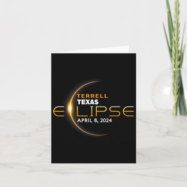 Cartão Eclipse Solar Total Terrell Texas 2024  (Frente)