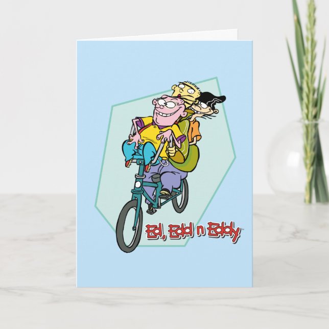 Cartão Ed, Edd, um Eddy numa bicicleta (Frente)