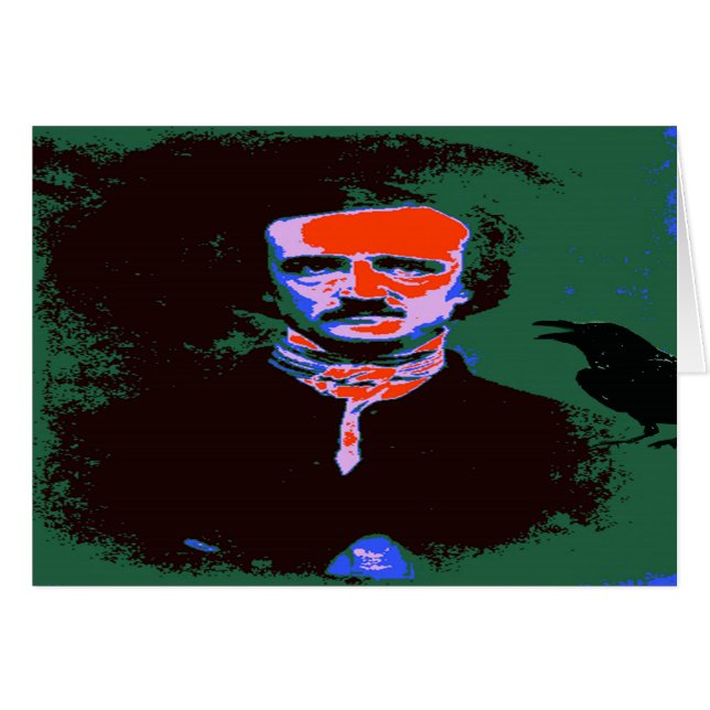 Cartão Edgar Allan Poe Pop Art (Frente Horizontal)