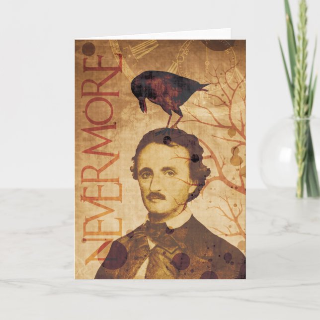 Cartão Edgar Allan Poe Quoth the Raven Nevermore (Frente)