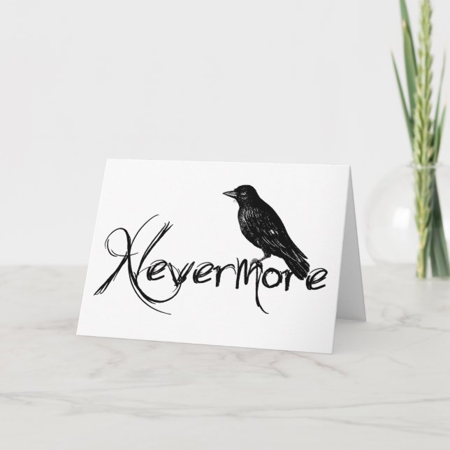 Cartão Edgar Allen Poe Raven Nevermore Greeting Card (Frente)