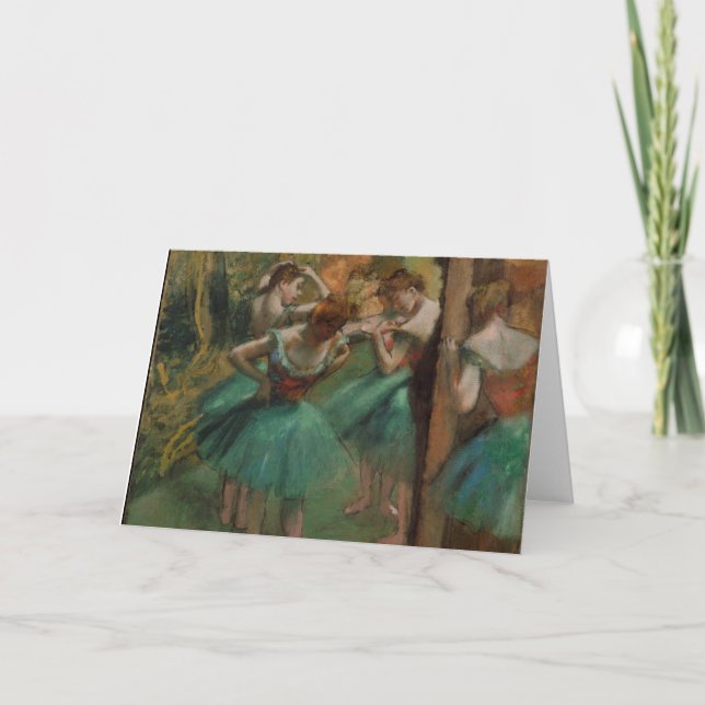 Cartão Edgar Degas Dancers Pink and Green Greeting Card (Frente)