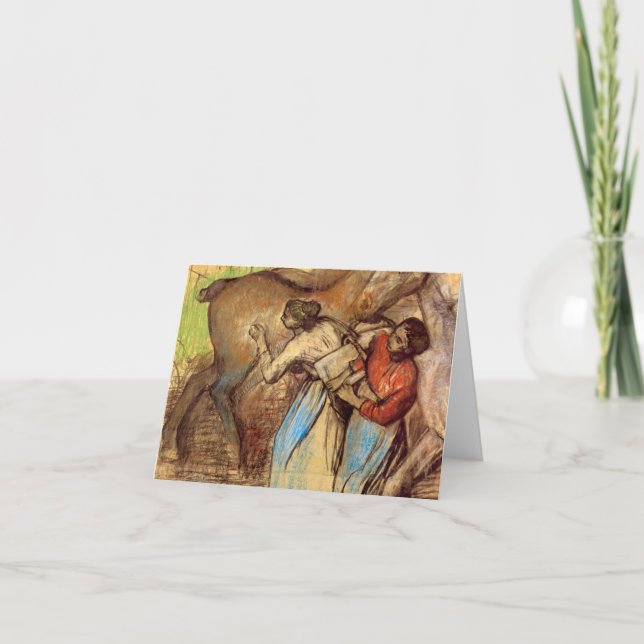 Cartão Edgar Degas - Duas mulheres lavando cavalos (Frente)