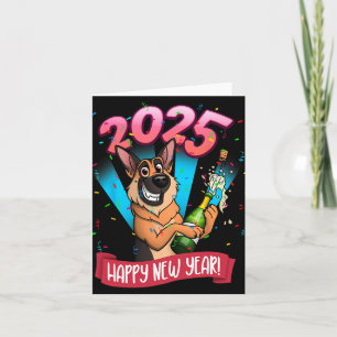 Cartão Edição Pastor Alemão Feliz Ano Novo 2025