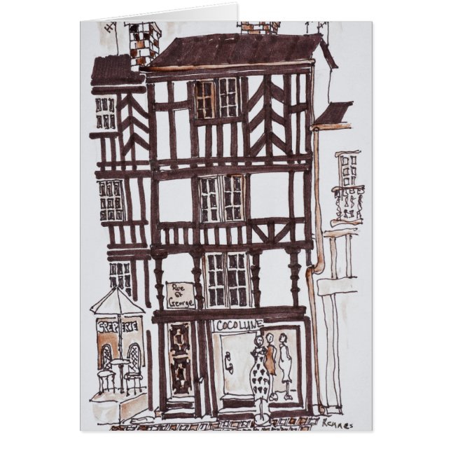 Cartão Edifício de meia altura| Rennes, Brittany, França (Frente)