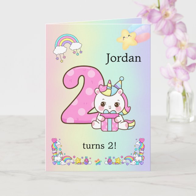 Cartão Editable Kids Birthday Invitation Cute Party Desig (Orquídea)
