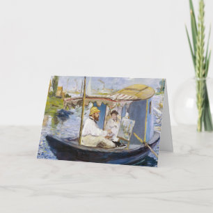 Cartão Edouard Manet - Monet em seu barco estúdio