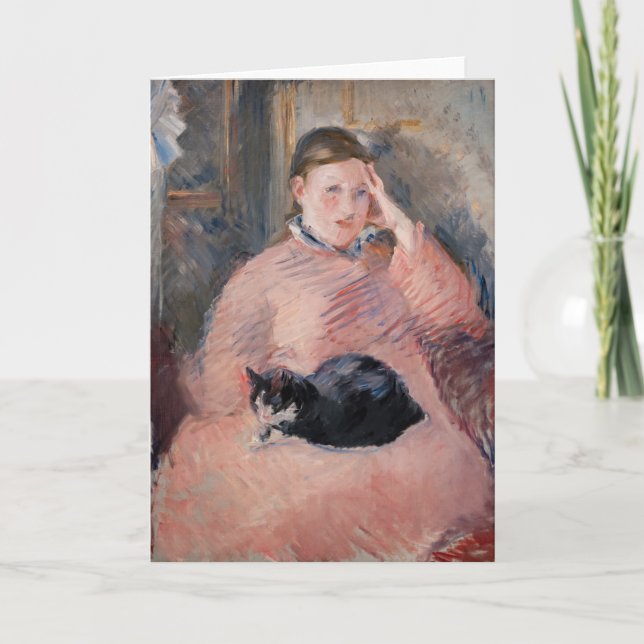 Cartão Edouard Manet - Mulher com um Gato (Frente)