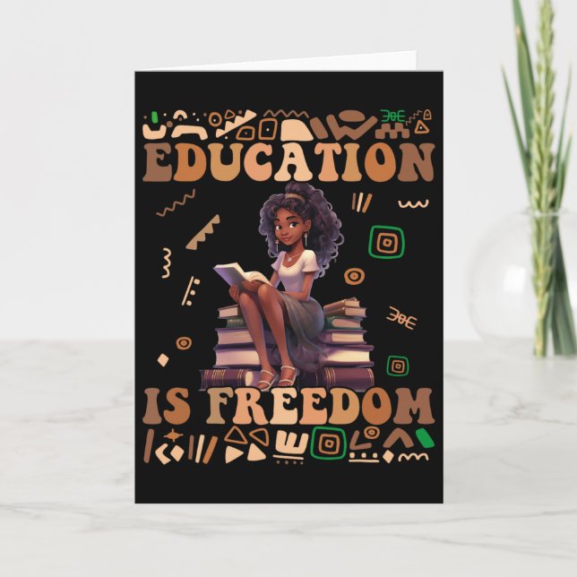 Cartão Educação É Liberdade Mês da História Negra Profess (Frente)