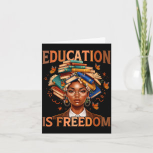Cartão Educação é liberdade professor negro livros preto
