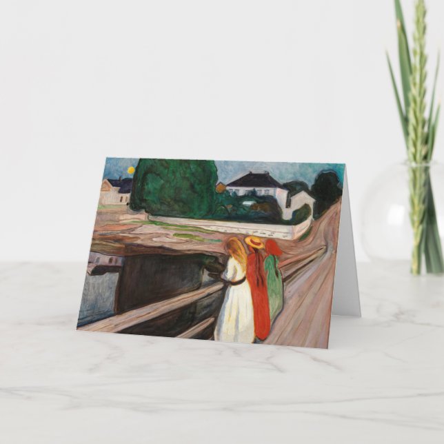 Cartão Edvard Munch - As Raparigas na Ponte (Frente)