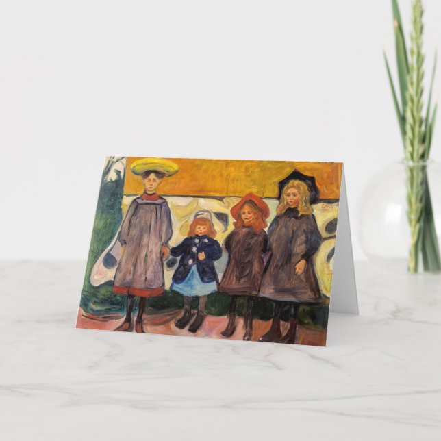 Cartão Edvard Munch - Quatro Meninas em Asgardstrand (Frente)