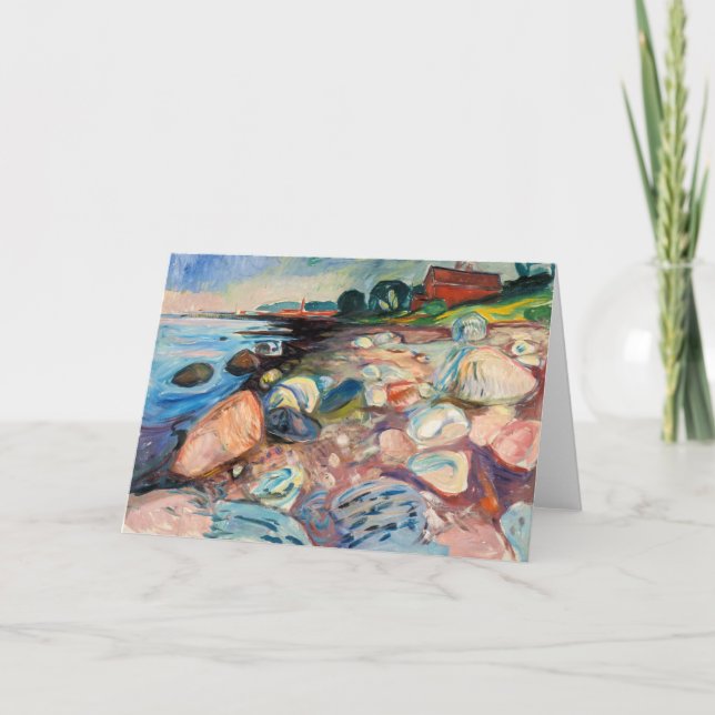 Cartão Edvard Munch - Shore com Casa Vermelha (Frente)