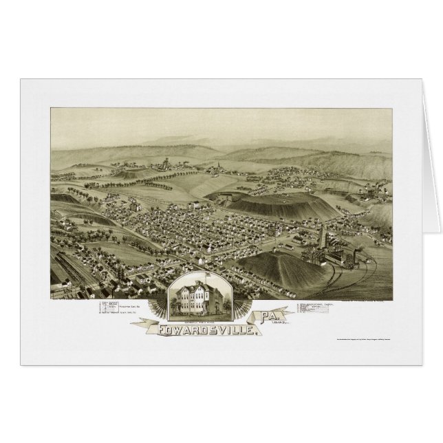 Cartão Edwardsville, mapa panorâmico do PA - 1892 (Frente Horizontal)
