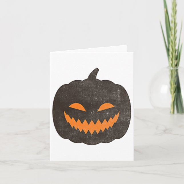 Cartão Eerie Halloween Jack-o-lantern Pumpkin (Frente)