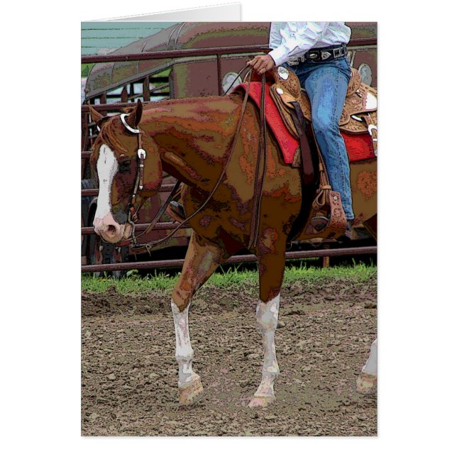Cartão Efeito Cartoon de Cavalo Ocidental (Frente)