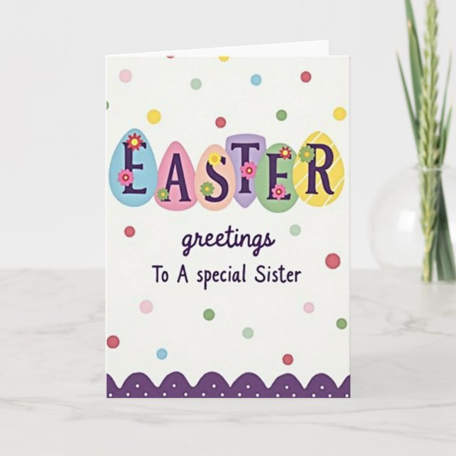 Cartão Egg Shaped Easter Sister Card (Frente)