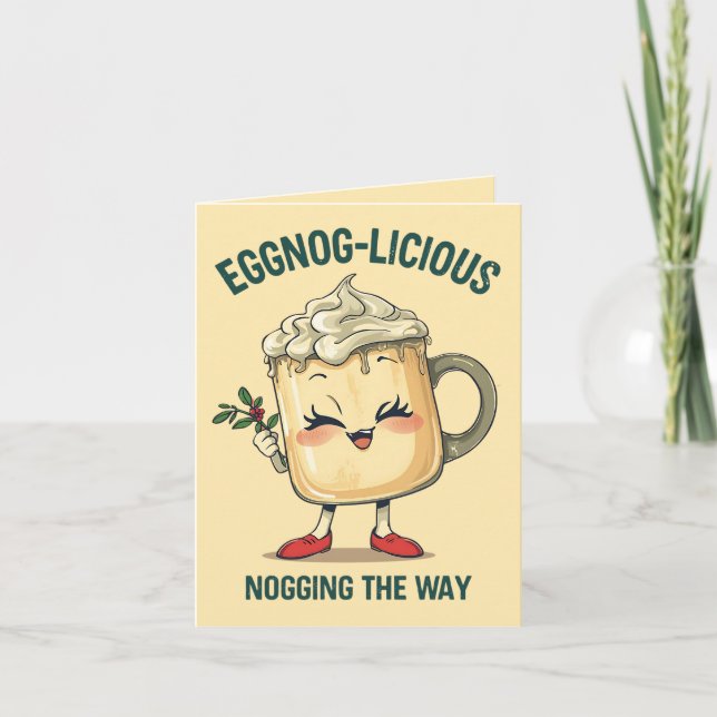 Cartão Eggnog-licious – Piada engraçada de Natal com Eggn (Frente)
