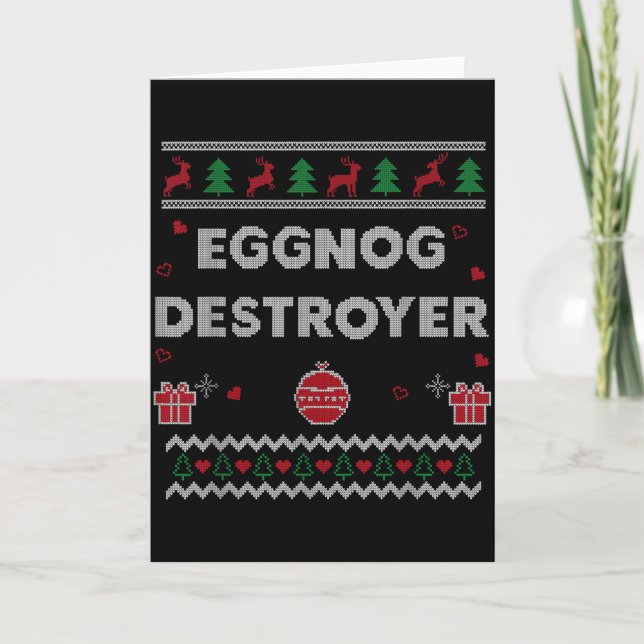 Cartão Eggnog Lover Funny Ugly Christmas Style Xmas Gift  (Frente)