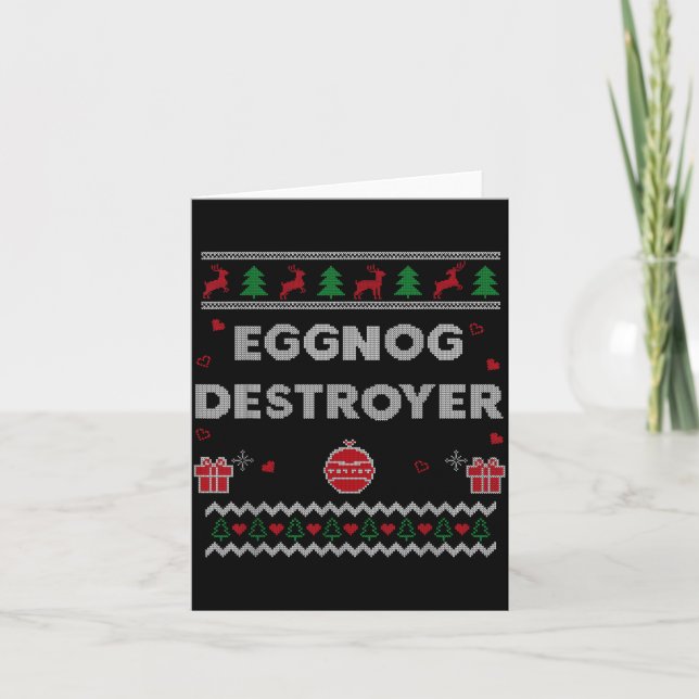 Cartão Eggnog Lover Funny Ugly Christmas Style Xmas Gift  (Frente)