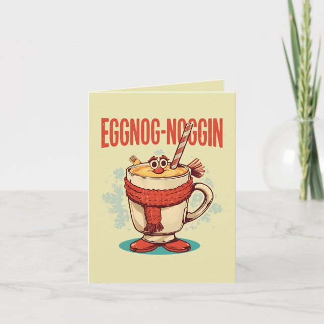 Cartão Eggnog-noggin – Piada engraçada de Natal com Eggno (Frente)
