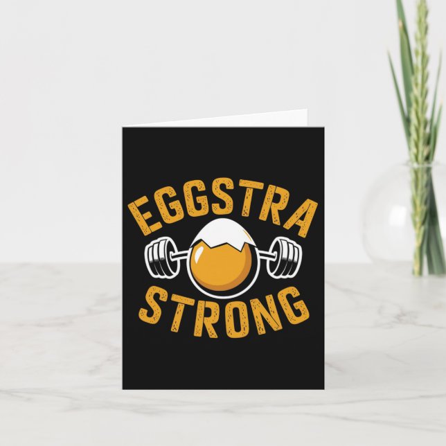 Cartão Eggstra Forte Proteína Ovina Engraçada Arco Funcio (Frente)