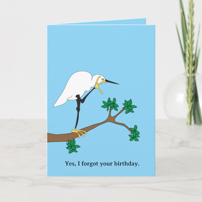 Cartão Egret Belated Birthday (Frente)