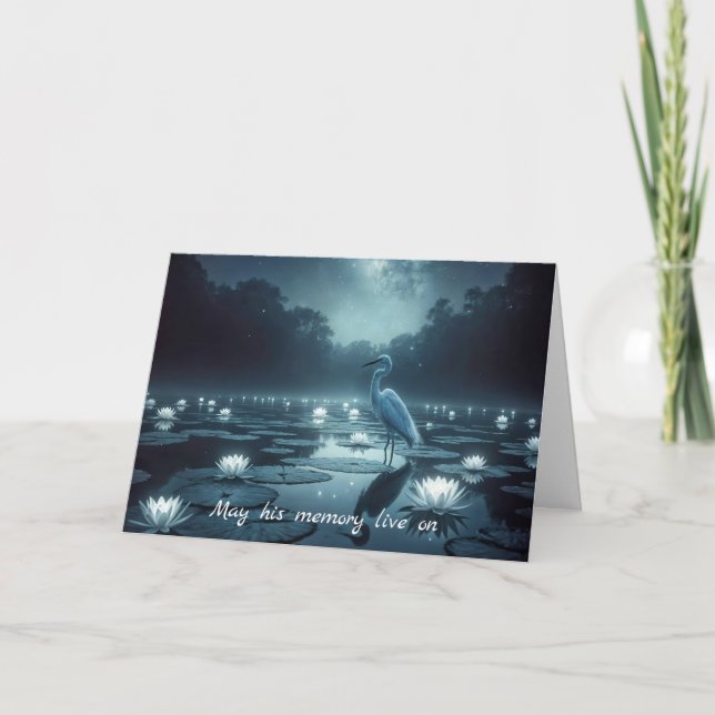 Cartão Egret Branco Com Simpatia Por Lírios De Água (Frente)