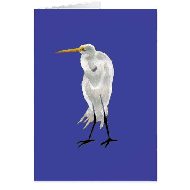 Cartão Egret on Blue (Frente)