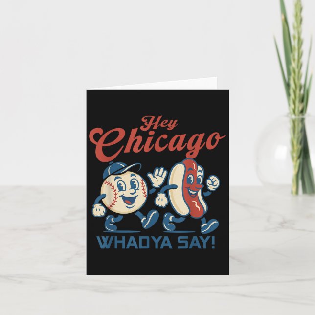 Cartão Ei Chicago Whadya Diga Gráfico de Beisebol de Cach (Frente)
