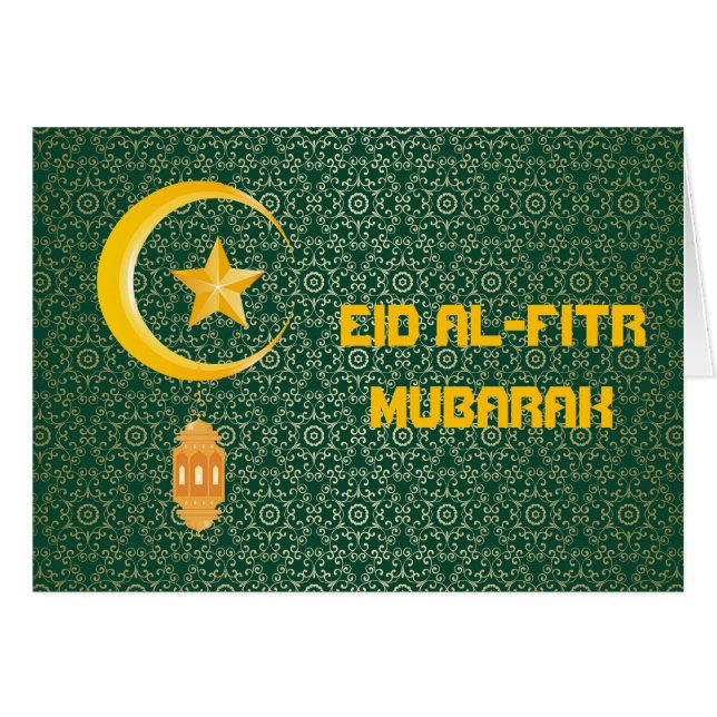 Cartão Eid al Fitr Mubarak Ramadan Kareem Moon Star (Frente Horizontal)