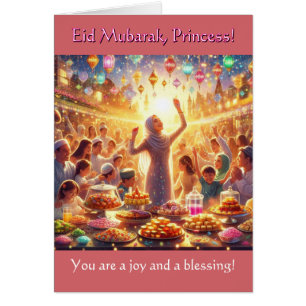 Cartão Eid Card para raparigas - Princesa Eid Mubarak