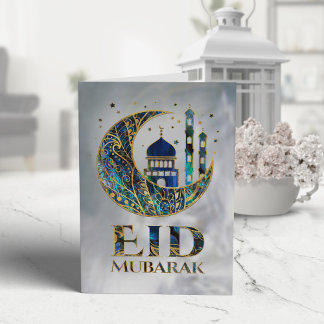 Cartão Eid Mubarak - Abalone Shell, Pearl e Dourado