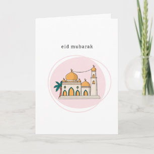Cartão Eid Mubarak   Arte Linear de Mesquita Moder
