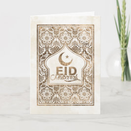 Cartão Eid Mubarak - Happy Eid - Pastel Gold