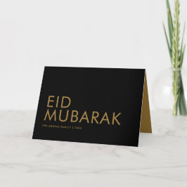 Cartão Eid Mubarak Moderno Preto e Dourado Feriado Muçulm