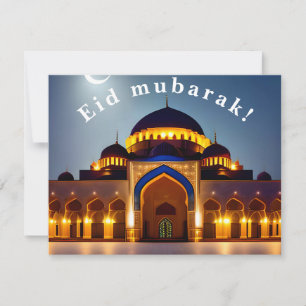Cartão "Eid Mubarak" preto e branco