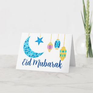 Cartão Eid Mubarak saúda Fanoos e Lua