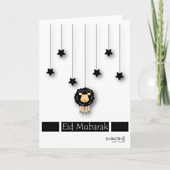 Cartão Eid ul Adha Mubarak - Cute Sheep (Frente)