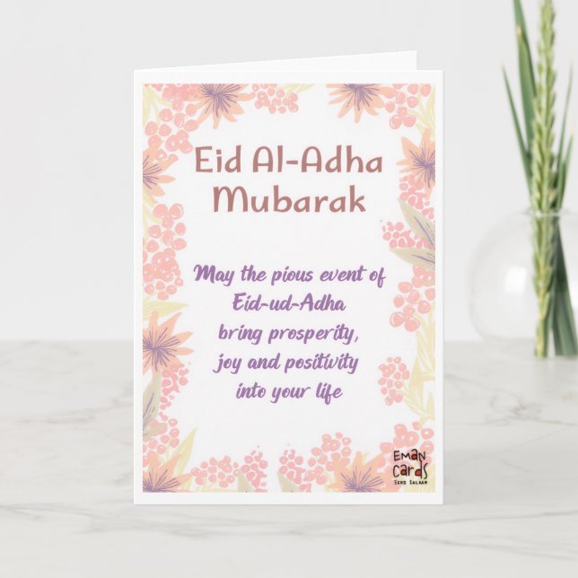 Cartão Eid ul Adha Mubarak - Earnest Wishes (Frente)