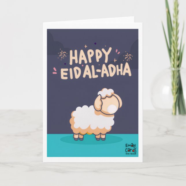 Cartão Eid ul Adha Mubarak - Ovelha Fofa (Frente)