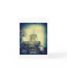 Eiffel Tower, Art Print, Blue and Green, Blank
