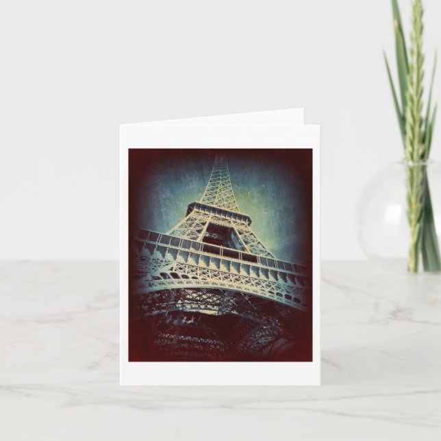 Cartão Eiffel Tower, Deep Metal Blue, Blank (Frente)