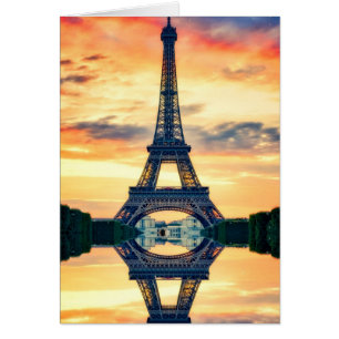 Cartão Eiffel Tower Paris Evening European Viagem